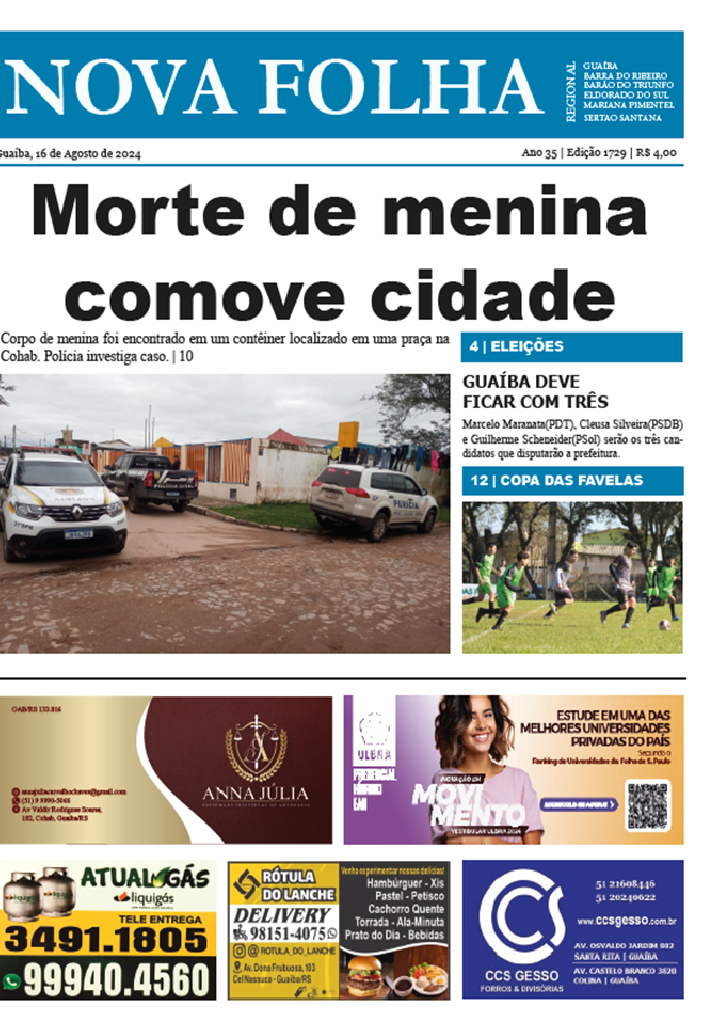Morte de menina comove cidade