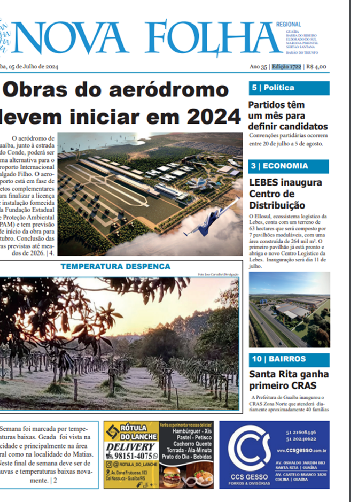Obras do aeródromo devem iniciar em 2024